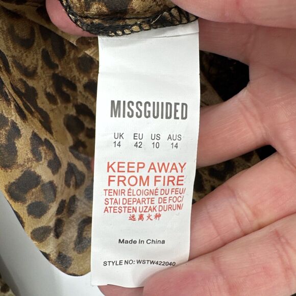 Missguided Leopard Print Bodysuit Thong Long Sleeve Open Back Women's Size‎ 10 - Picture 7 of 9